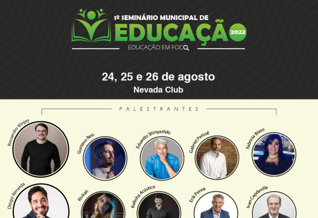 Inscrições abertas para o 1ª Seminário Municipal de Educação